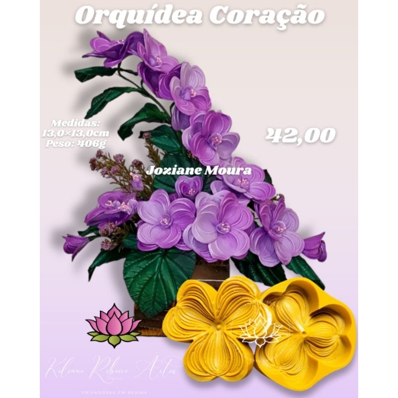 FRISADOR EM RESINA ORQUÍDEA CORAÇÃO