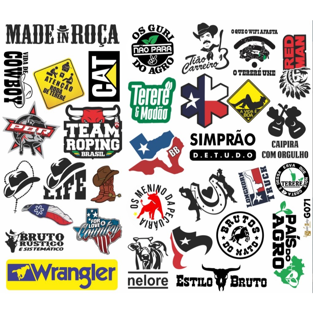 Super Cartela de Adesivos Country: Carro - Moto - Caminhão - Bicicleta - Caderno - Alta Resolução