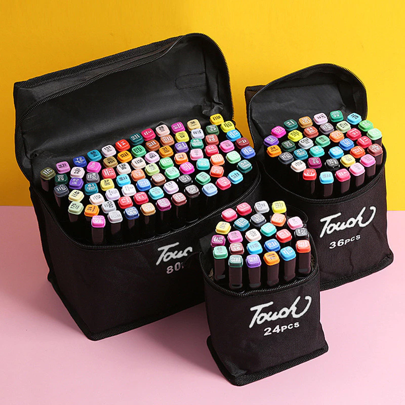 Caneta Marcadora 24/36/48/60 Cores Touch Com Ponta Dupla Pintura De Arte Aquarela Material Escolar