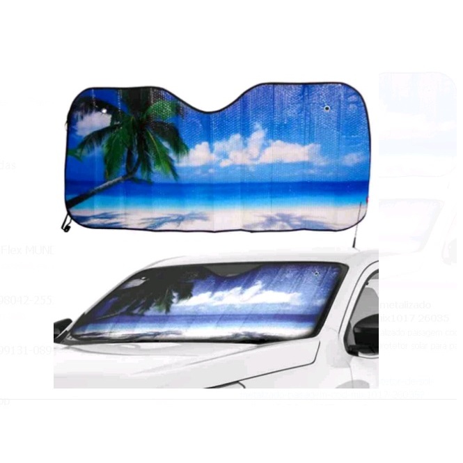 Parasol Automotivo Quebra Sol Protetor Solar Parabrisa Painel Carro 125x60 Colorido