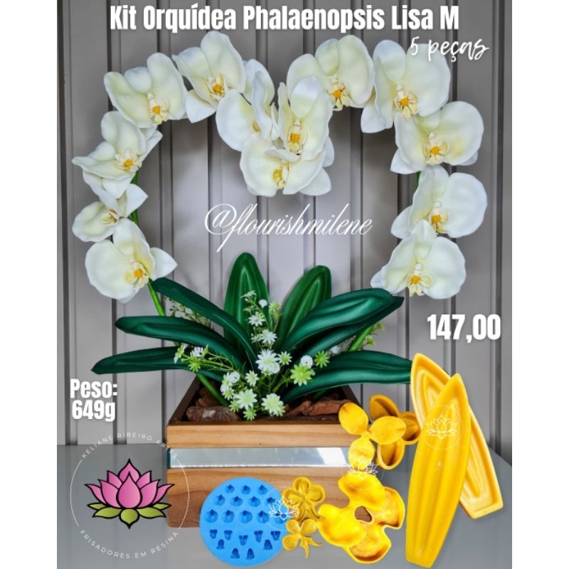 FRISADOR EM RESINA KIT ORQUÍDEA PHALAENOPSIS LISA M 5 PEÇAS