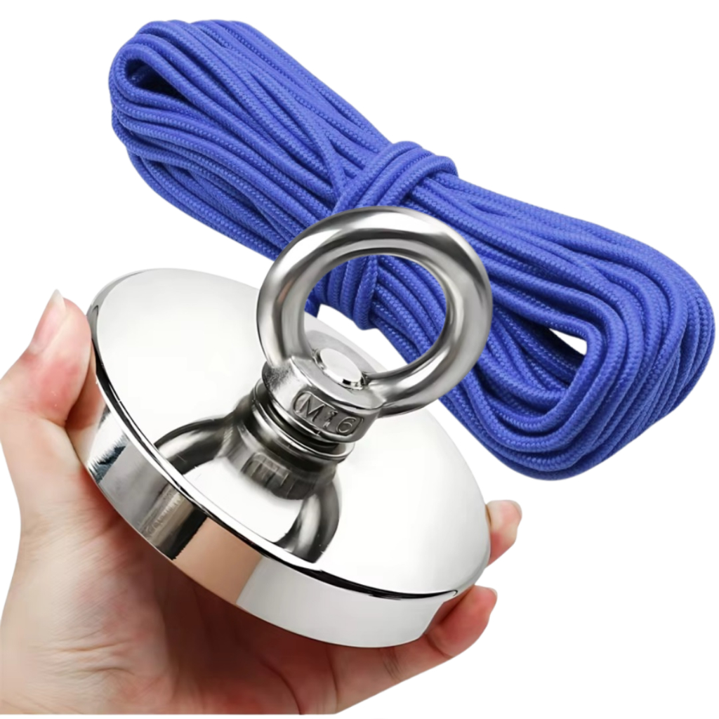 Imã de pesca magnética até 120kg imã de neodimio + Corda 10 metros em Oferta na Shopee