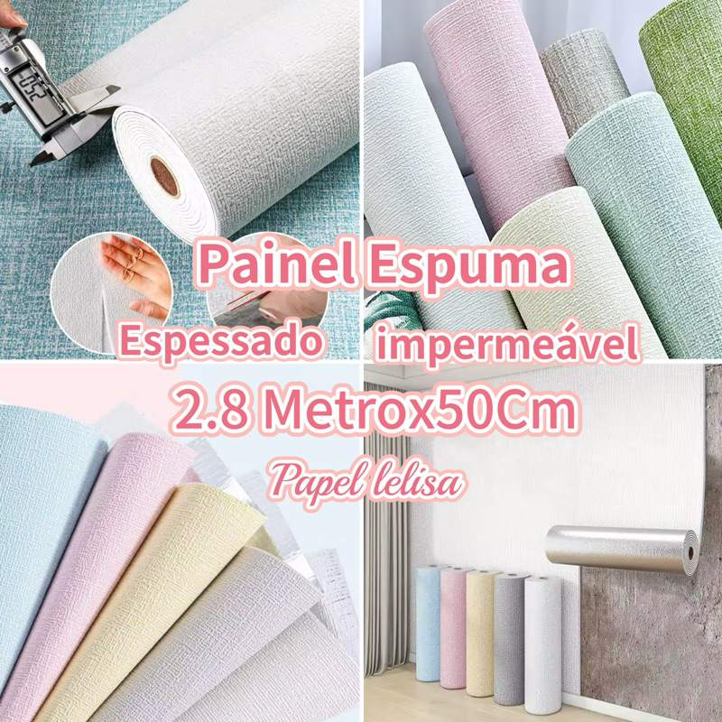 Papel de parede de linho autoadesivo espuma 3D espessado impermeável plano de fundo parede renovação adesivo em Oferta na Shopee