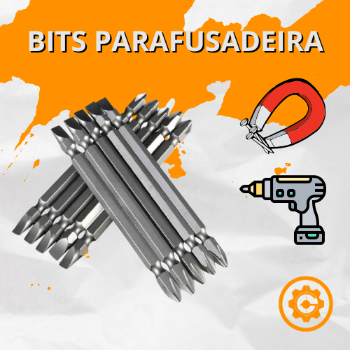Kit 10 Bits Imantados Dupla Face PH2/Fenda 6mm para Parafusadeira – Aço Cromo Vanádio