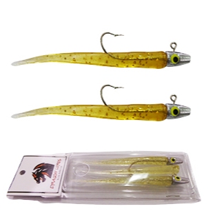 Kit Shad Snake 11 cm Jig Head 9 G Chá Gliter - 2 Iscas com Jig Head + 1 Isca Refil Tucunaré Robalo Corvina Dourado
