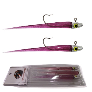 Kit Shad Snake 11 cm Jig Head 9 G Roxo - 2 Iscas com Jig Head + 1 Isca Refil Tucunaré Robalo Corvina Dourado