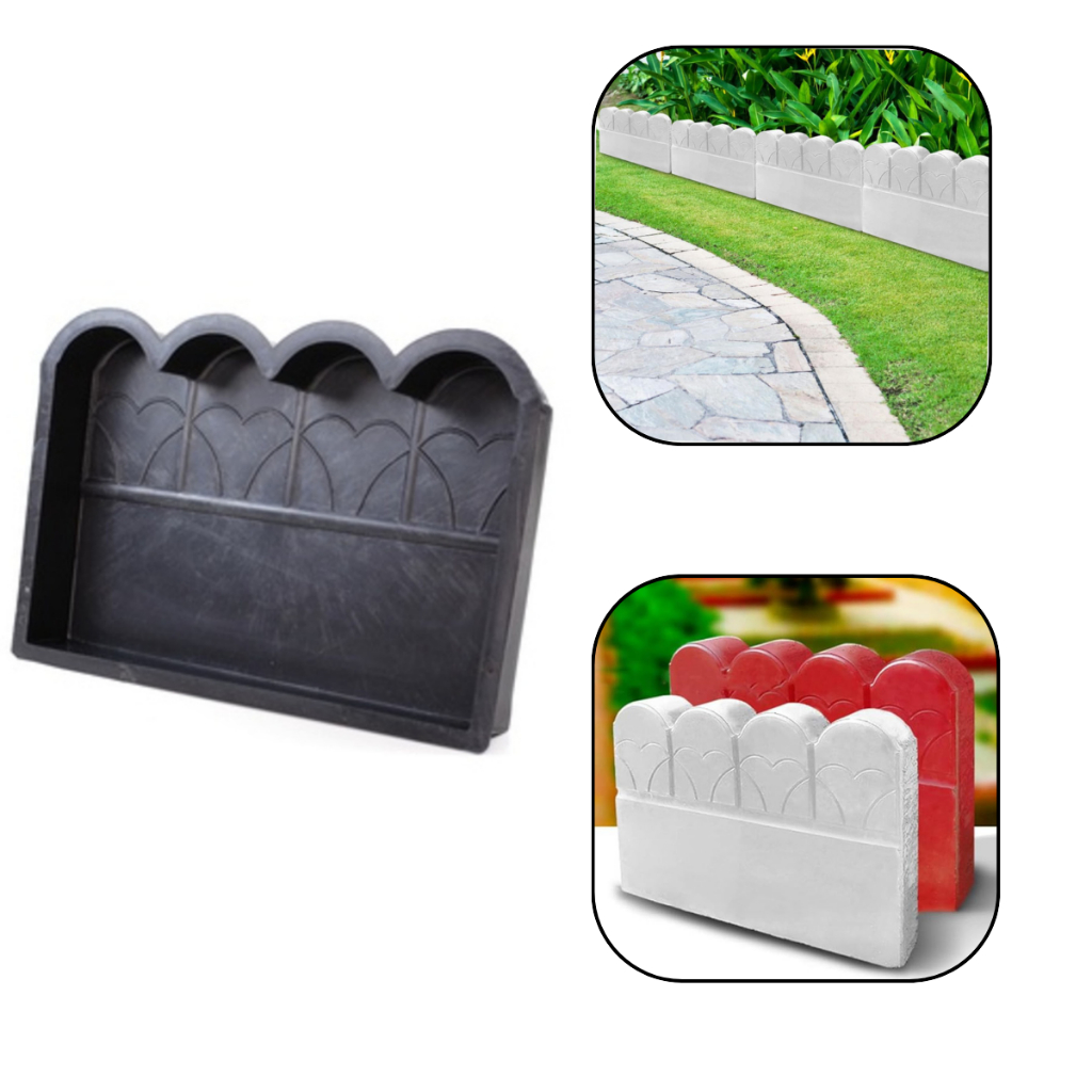Kit c 3 Formas Molde p Guia de Jardim Meio Fio 42x25x5 Estilo 4 Ondas Divisor de Horta Canteiro