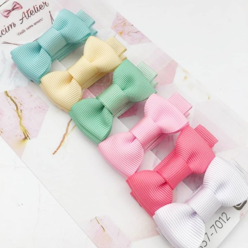 Kit 6 presilhas De Cabelo Para Bebê Com Laço Gravatinha E Borrachinha Antideslizante