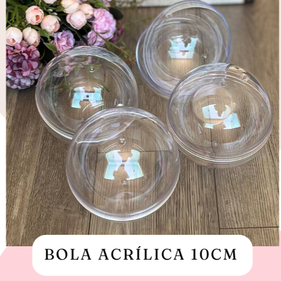 1, 3, OU 5 UNIDADES - Bola Acrílica 10cm - Bola Esfera Acrílica para Artesanatos e Decor de Festa