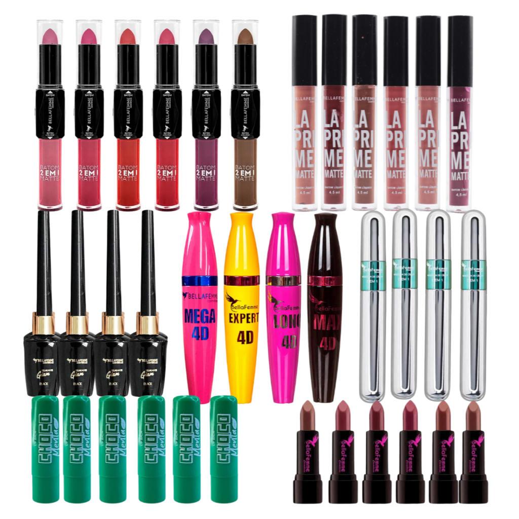 Mega Combo Maquiagem Delineador Batom Matte Rímel Revenda Atacado
