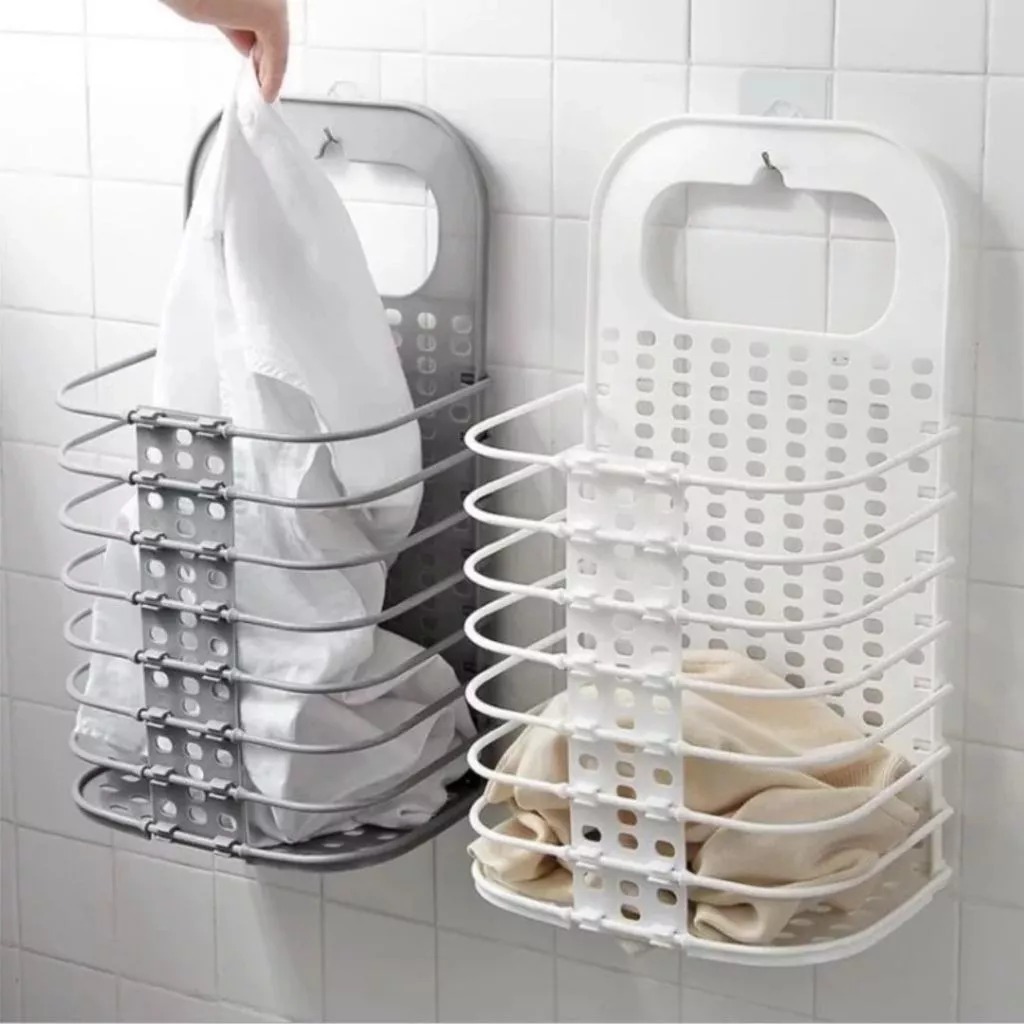 Cesto Organizador Dobrável Grande Para Roupas Sujas de Parede Lavenderia