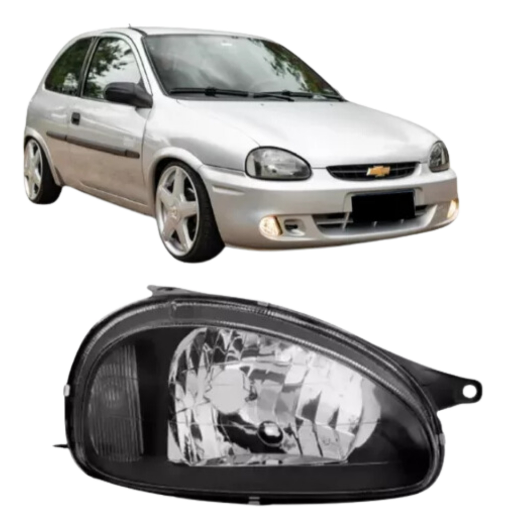 Farol Direito Corsa Wind 1994 1995 1996 1997 1998 1999 2000 2001 2002 2003 2004 a 2009 Mascara Negra