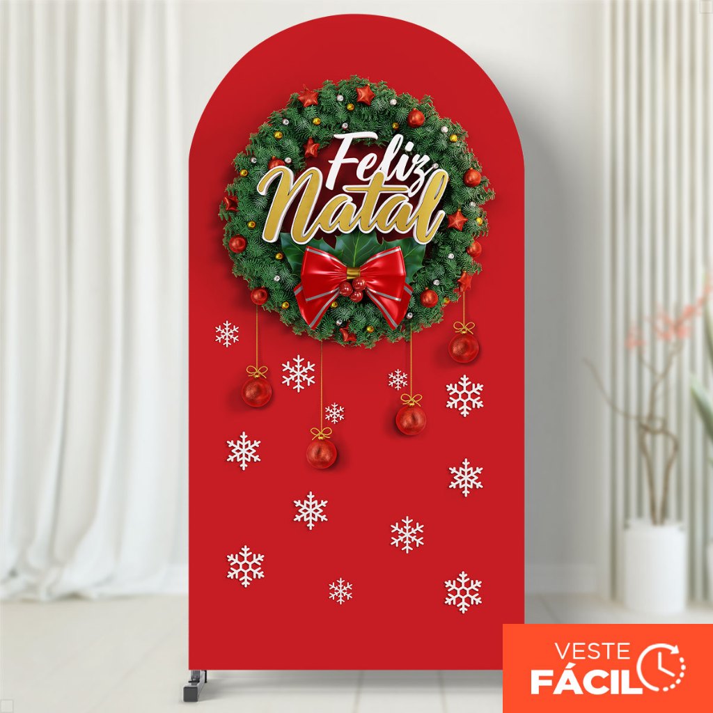 Capa Painel Romano Natal Guirlanda 3D Sublimado Em Tecido Veste Fácil 2x1m em Oferta na Shopee