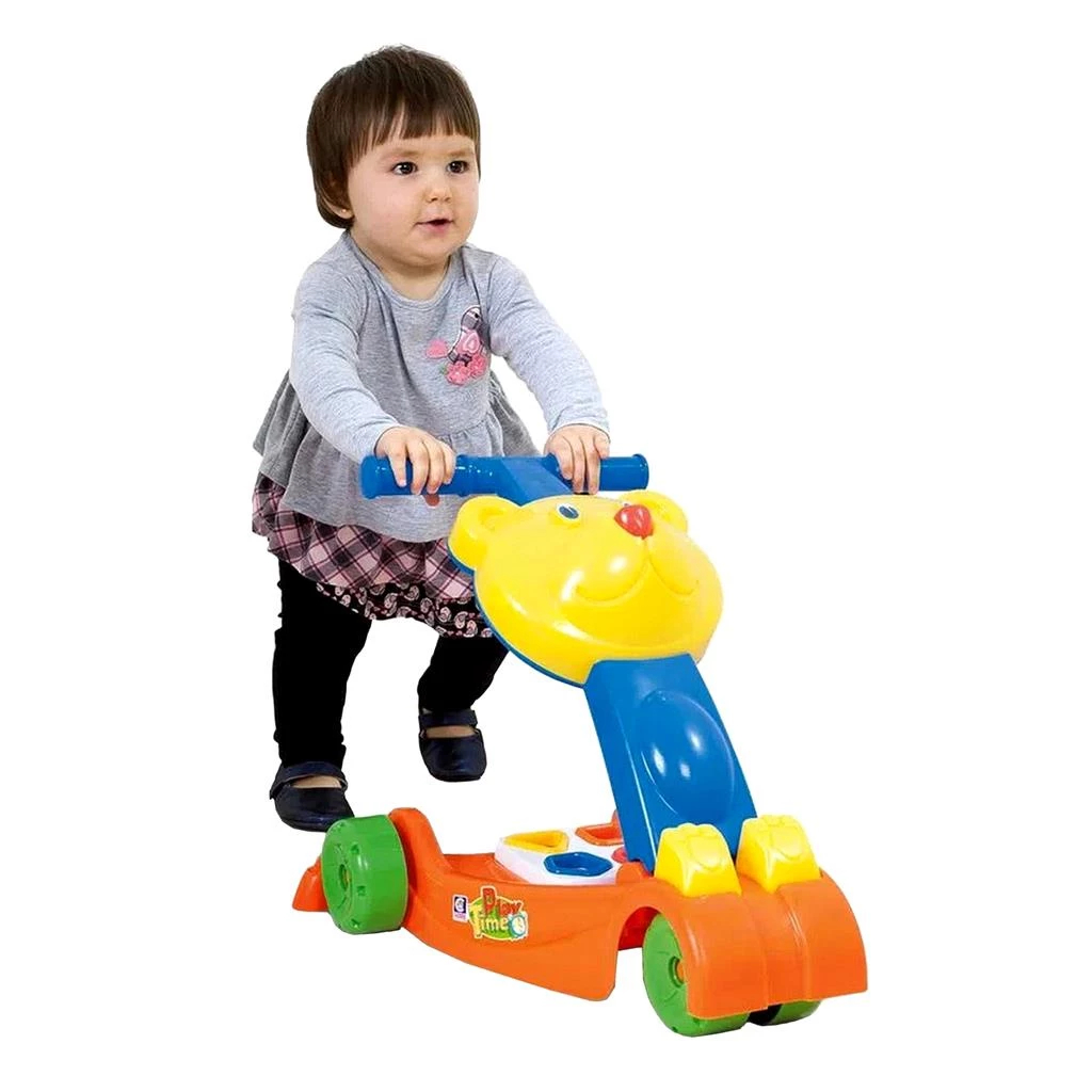 Andador Play Time De Empurrar Com Atividades para Bebe Azul Laranja - Cotiplas