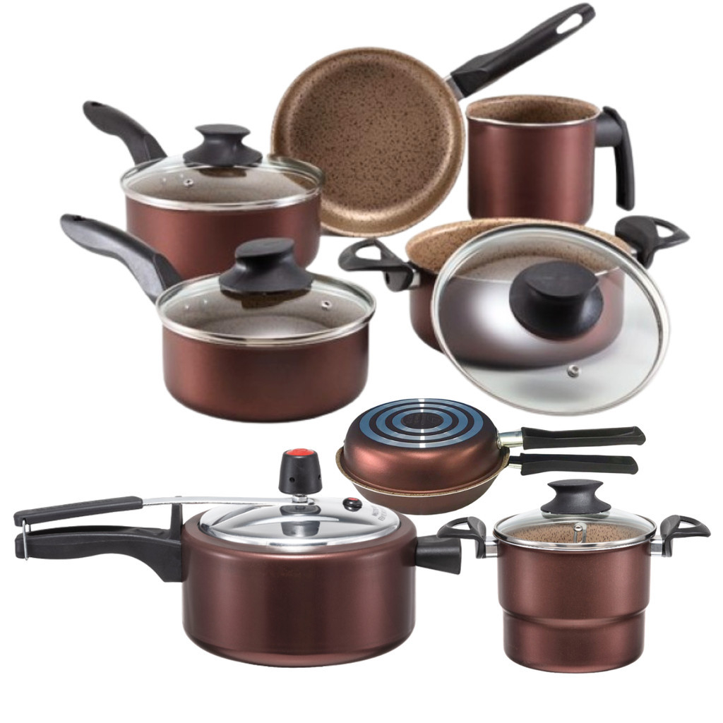 Conjunto Panelas com Panela Pressão 3 Litros Cuscuzeiro 2,6L e Omeleteira - Marcolar