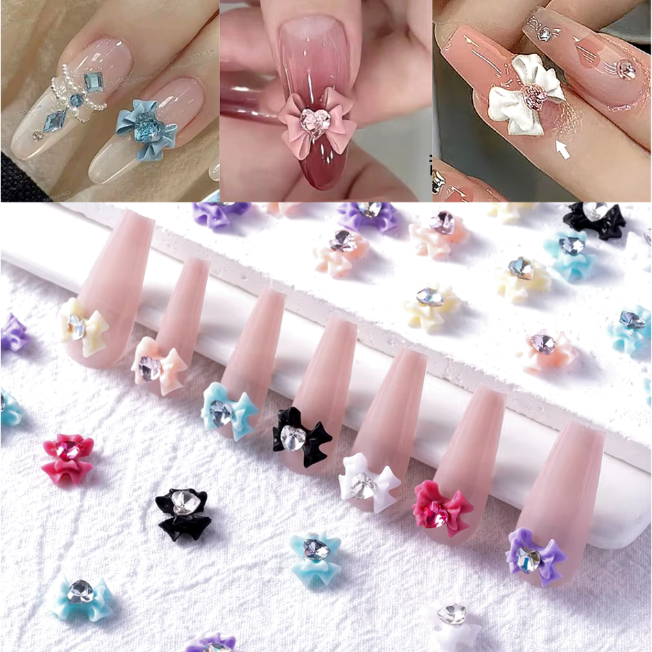 Strass Charm Apliques De Laçinhos Com Strass Pedraria Resina Para Decoração De Unhas Ou Artesanato DIY 10pçs M6LAÇOSTRS