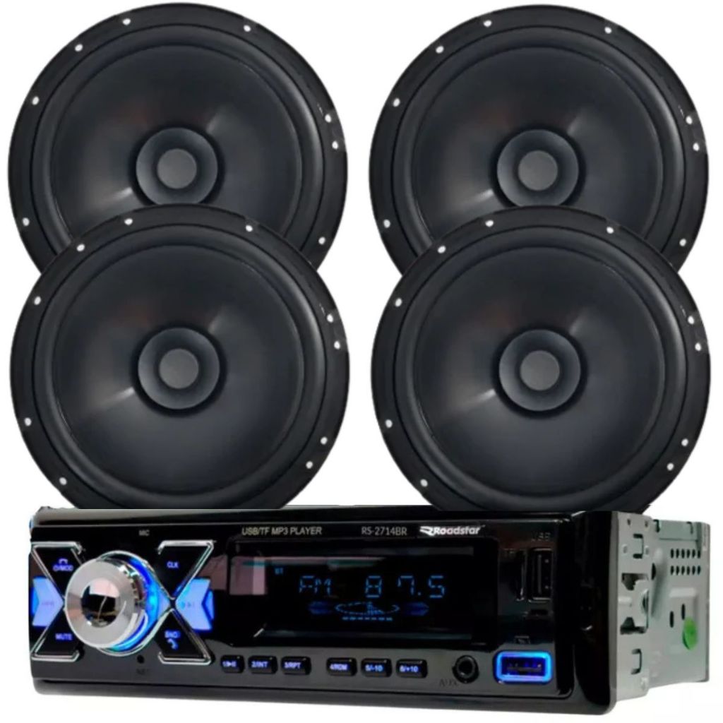 Rádio Roadstar Rs2714br Bt + 4 Alto Falantes 6 Pol Bomber