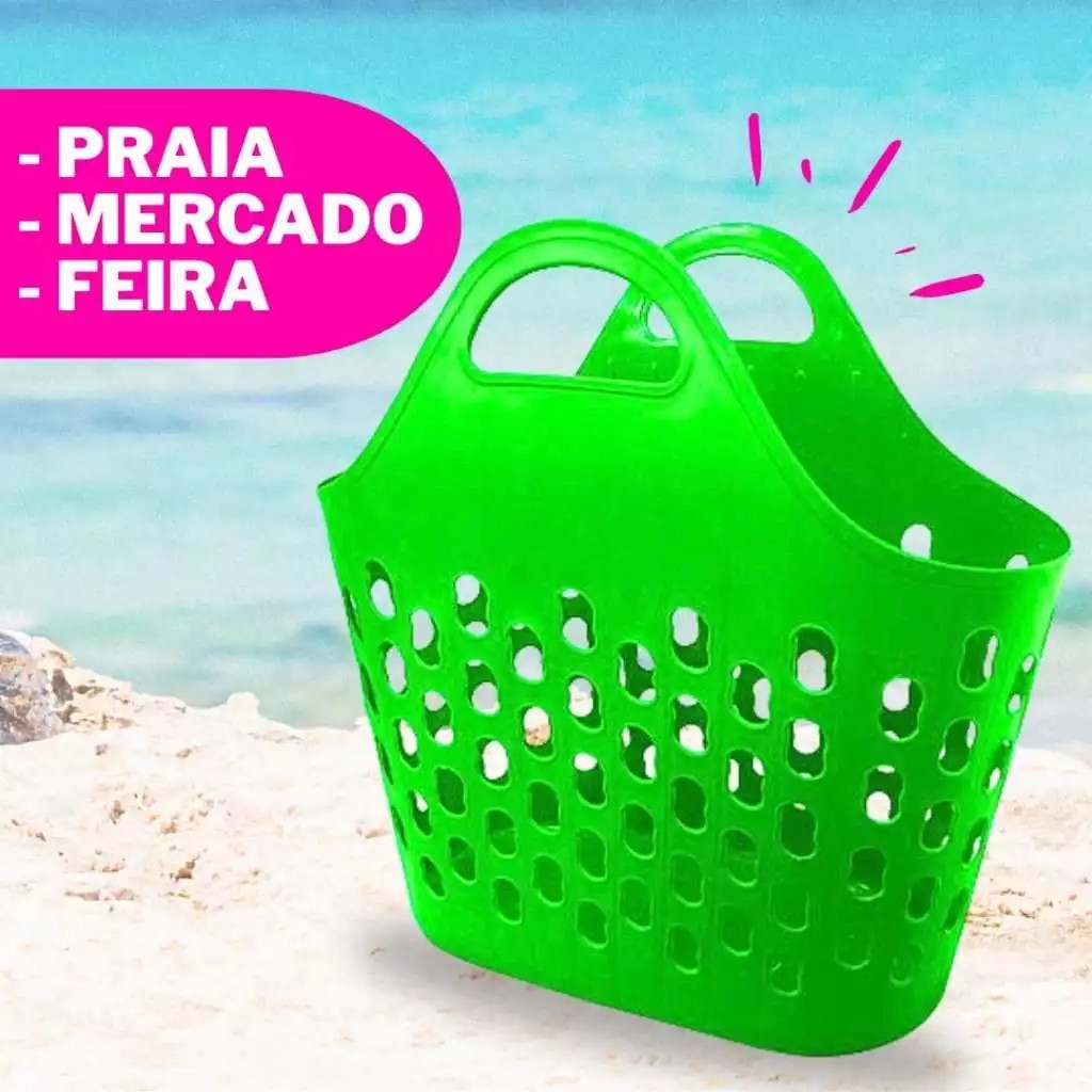 Sacola Reutilizavel Retornavel de Plastico Multiuso  Praia Feira Mercado