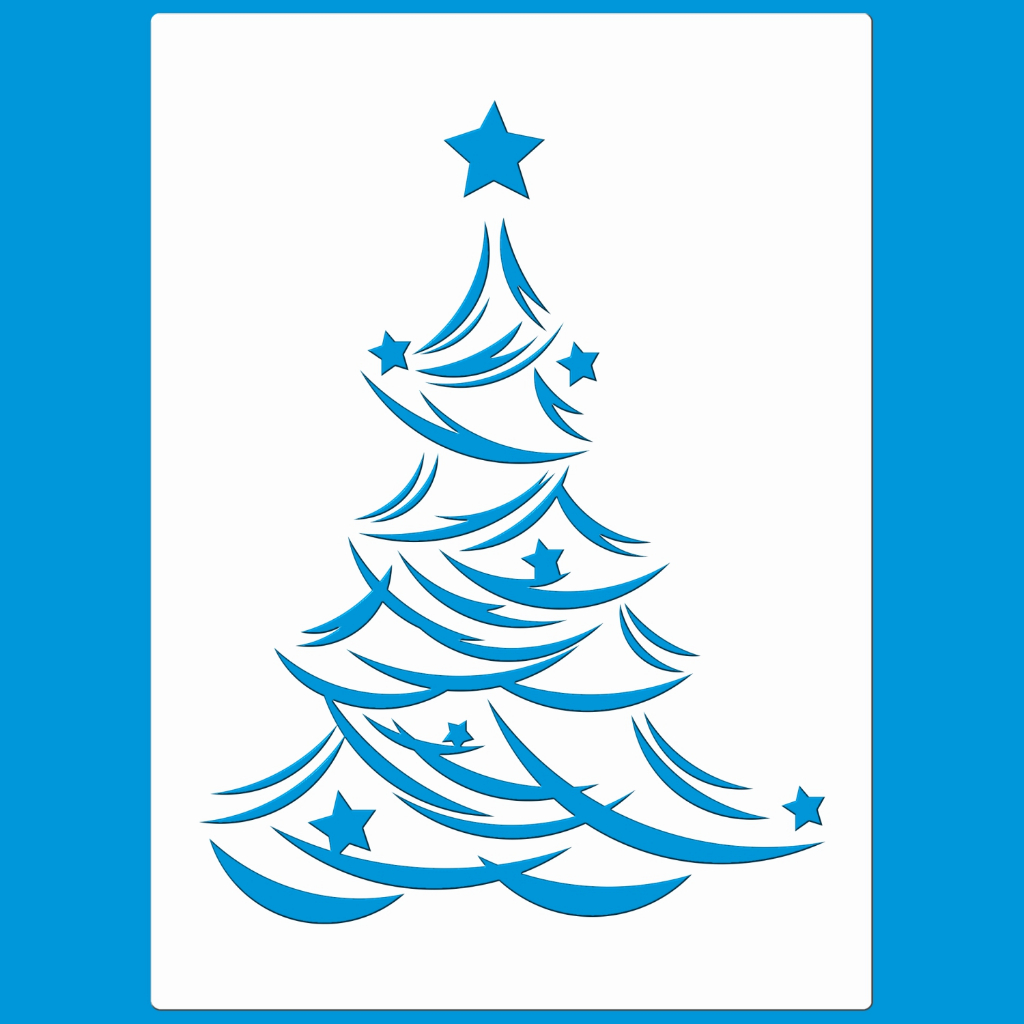 STENCIL 21 x 29 ARVORE DE NATAL MOLDE VAZADO PINTURA TECIDO MDF MADEIRA PAREDE CAMISETA PANO PRATO