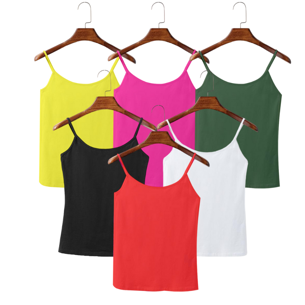 Kit 5 Blusinhas Alça Fina Regata Feminina Casual Lisa Regata feminina em Viscolycra em Oferta na Shopee