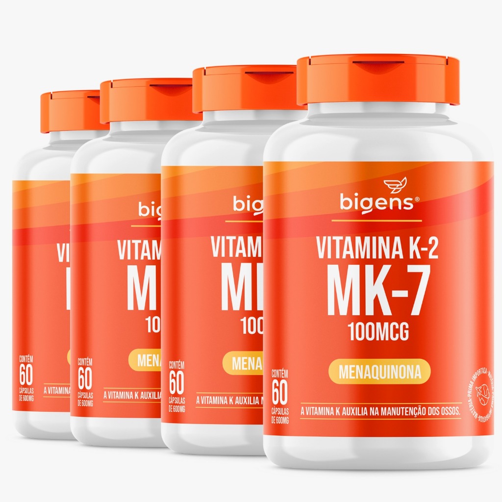 BIGENS KIT 4X VITAMINA K2 MK-7, 60 CÁPSULAS, 100MCG, MK7 em Oferta na Shopee