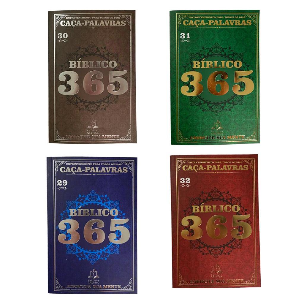 4 Livros 365 Caça Palavras BÍBLICO SÉRIE ESPECIAL OURO PRATA - 365 Jogos Caça Palavra Letrão Passatempo Caça Palavras