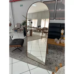 Espelho Janela Moldura Couro 150cmx60cm Sala Quarto Banheiro Salão Luxo