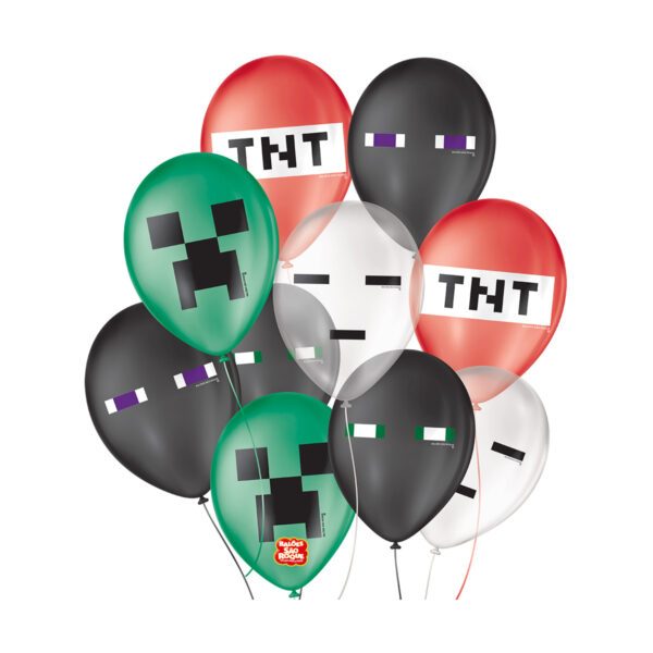 Balões Decorados Nº9 Sortidos Pixel Minecraft C/25 Unidades São Roque em Oferta na Shopee