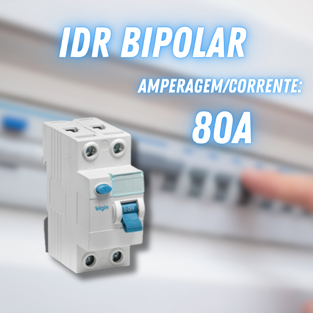 Interruptor diferencial residual IDR/DR Bipolar 30mA Elgin - 80a
