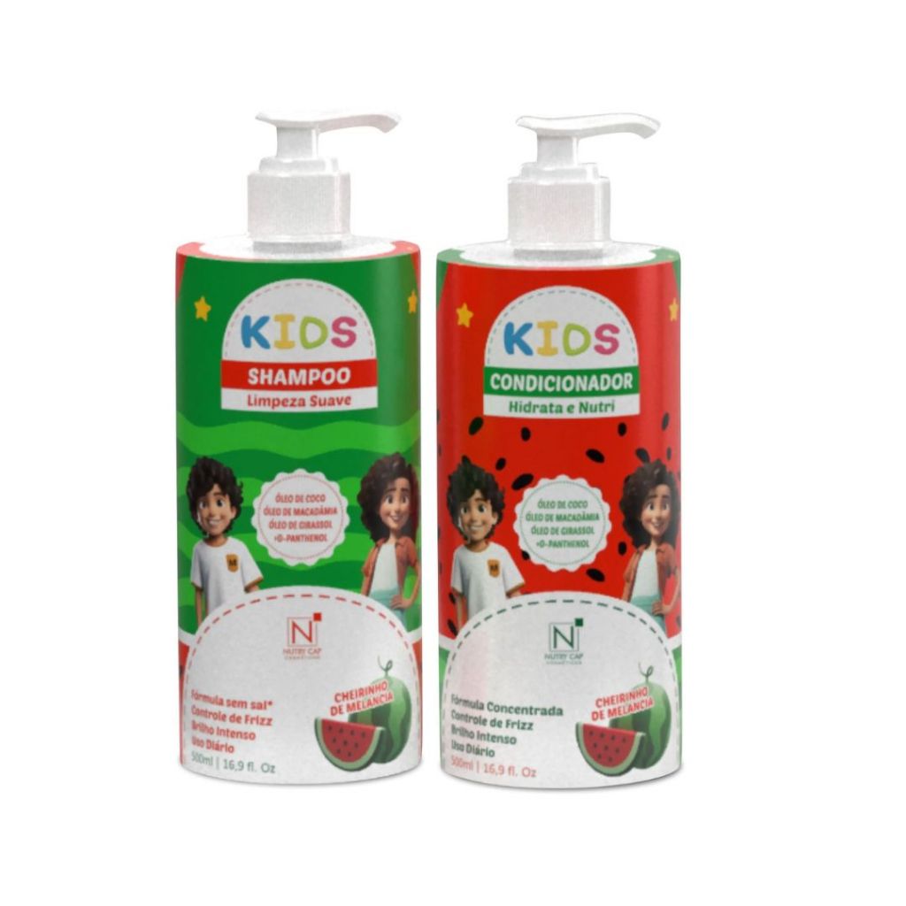 Kit kids Infantil Shampoo e Condicionador Melancia Nutry Cap