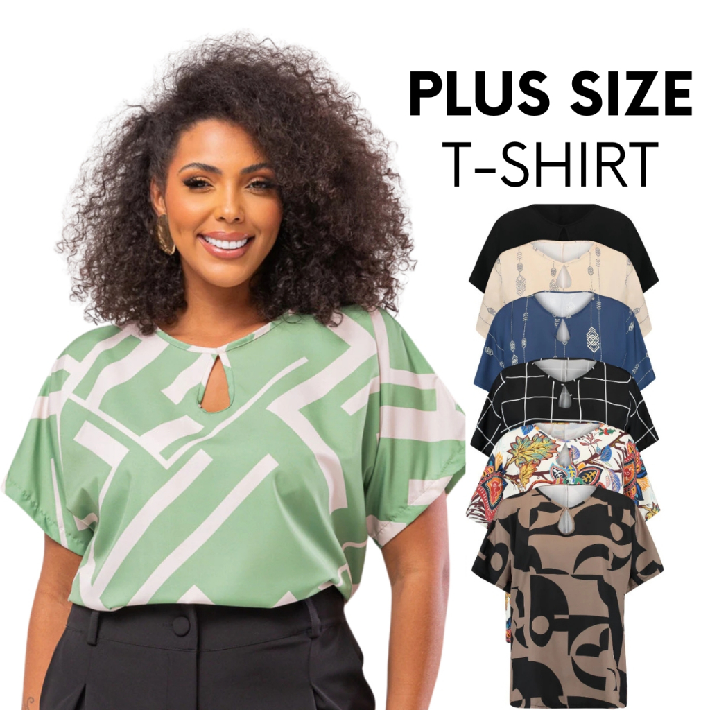 Blusa Camiseta T-Shirt Feminina Confortável Plus Size Manga Curta Decote Gota Promoção Atacado