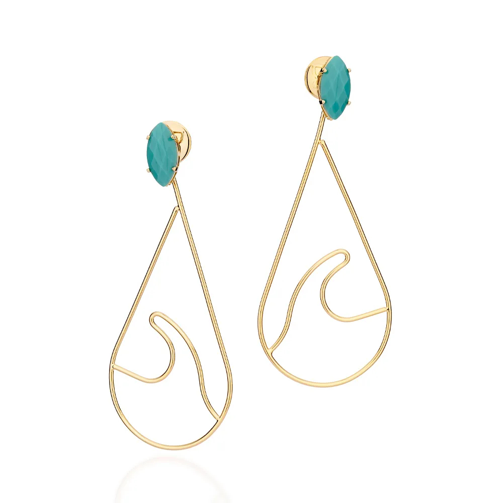 BRINCO ROMMANEL GOTA DOIS EM UM BANHADO A OURO 18K COM CRISTAL NAVETE