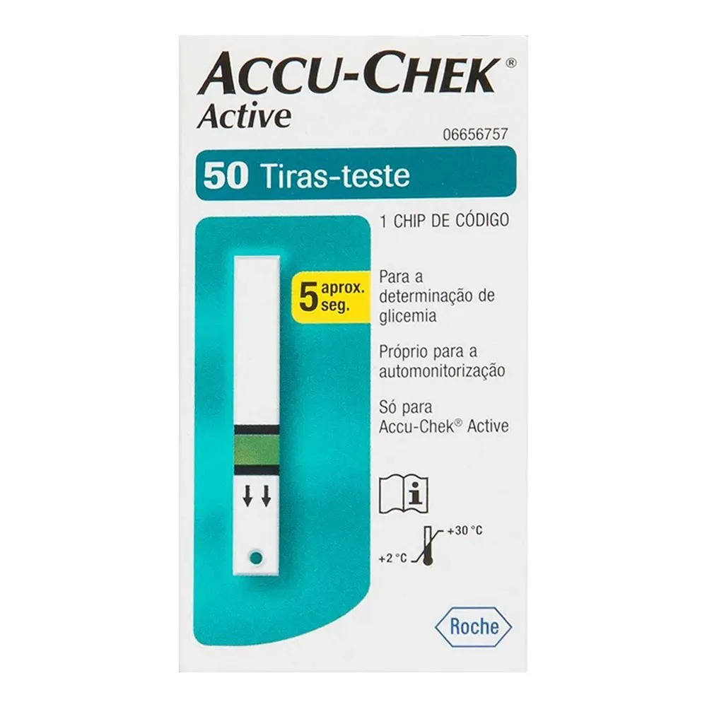 Accu Chek Active 50 Tiras Frete Gratis e Nota Fiscal em Oferta na Shopee