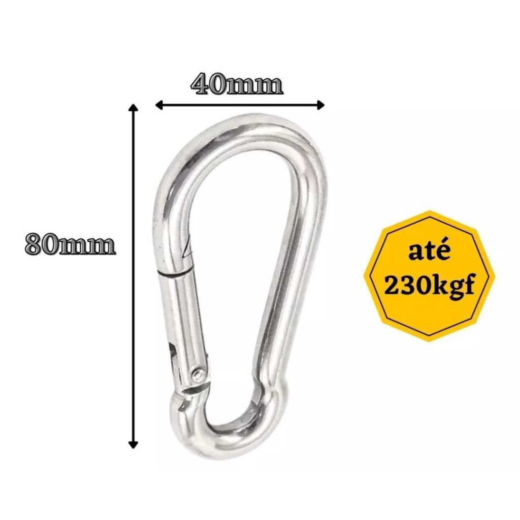 10 Mosquetão 8cm Profissional Academia Suporta 230kg - 10 Unidades em Oferta na Shopee