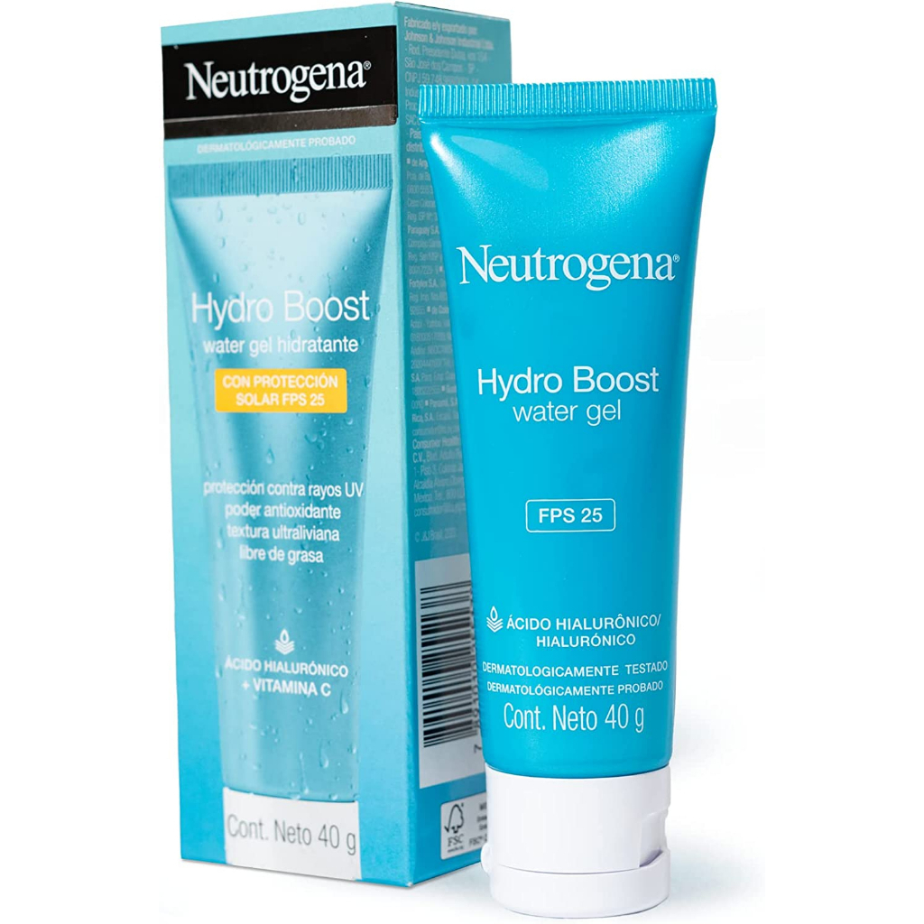 Hidratante Facial Hydro Boost Water Gel 25 FPS Neutrogena com Ácido Hialurônico e Vitamina C Antirrugas e Antissinais 40