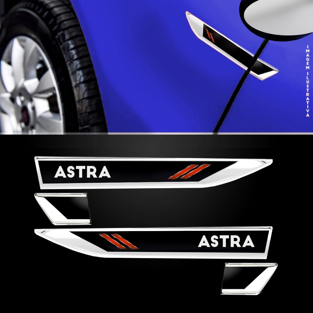 Par Adesivo Emblema Lateral Paralama Premium Porta Compatível com Astra