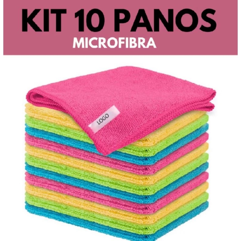 Kit Pano Microfibra Super Absorvente Multiuso Não Solta Pelo 30x30cm Limpeza automotiva. em Oferta na Shopee