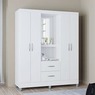 Guarda Roupa Solteiro Ambiente Cordoba 4 Portas Branco Brilho - Poquema em Oferta na Shopee