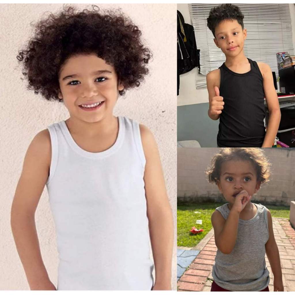 Kit 3 Camisetas Infantil Regata Kids Canelada estilo raper Americana  DE RIBANA em Oferta na Shopee