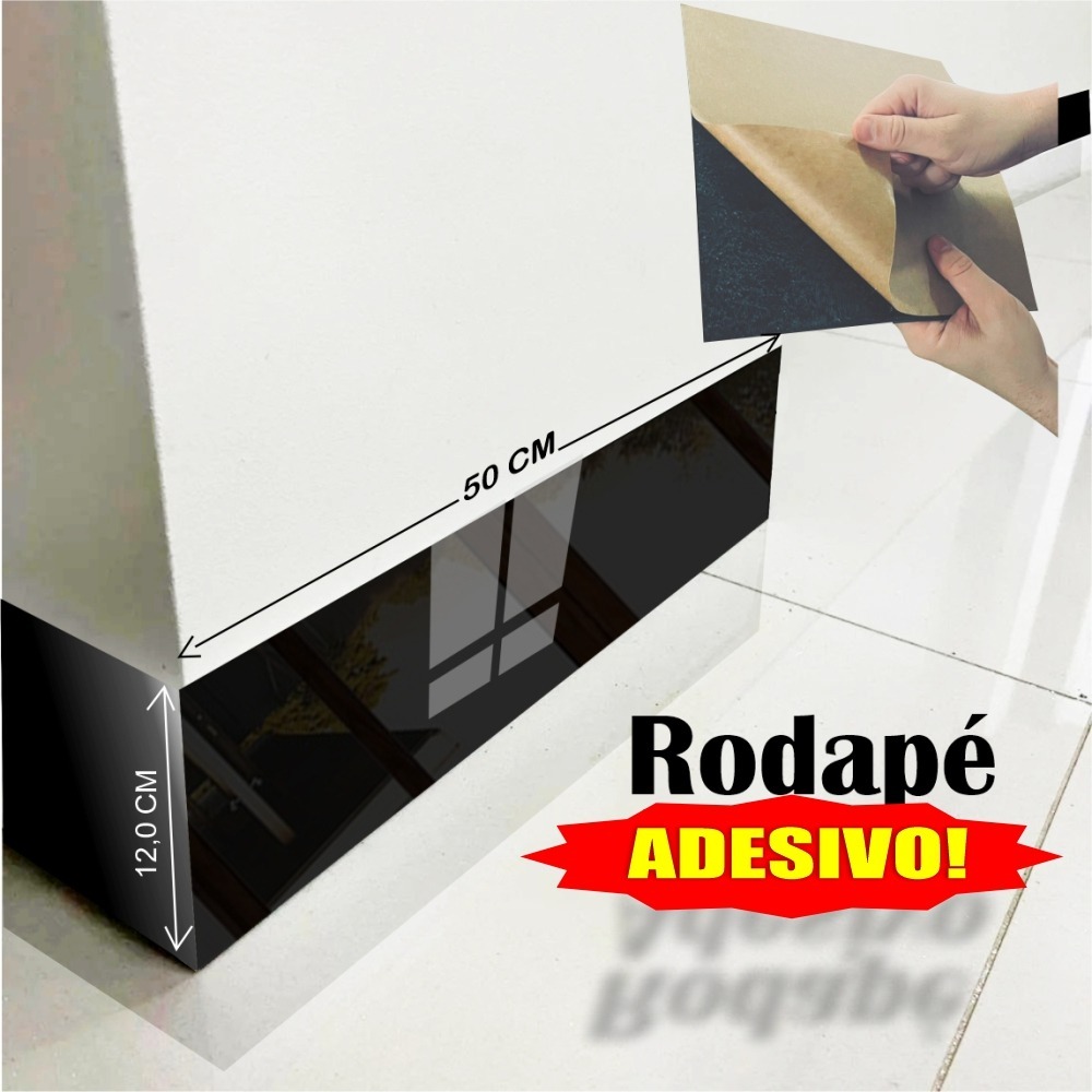 KIT 15 Rodapé Adesivo porcelanato super Brilho 50CM X 12CM em Oferta na Shopee