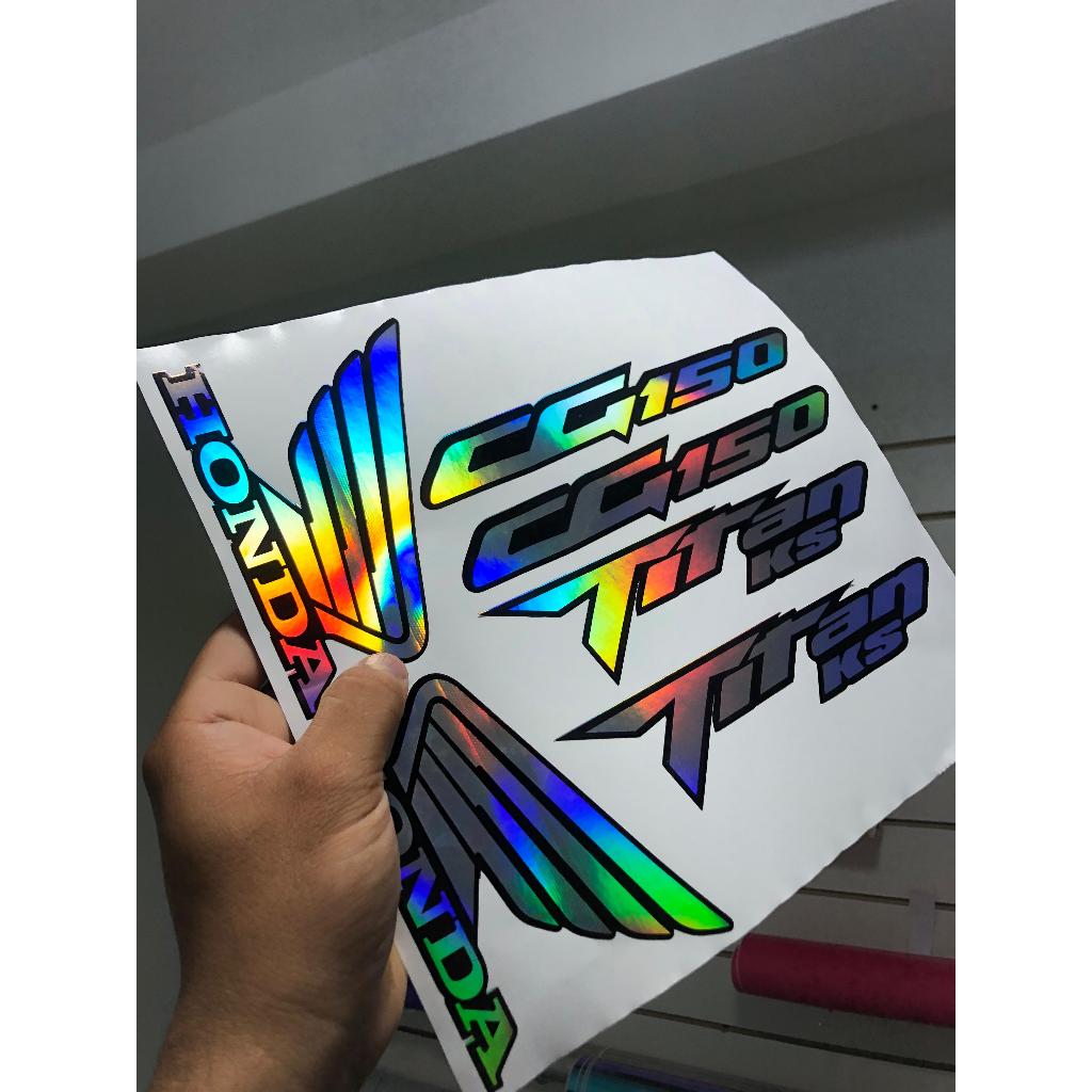 kit adesivos cg titan ks holografico impresso em Oferta na Shopee