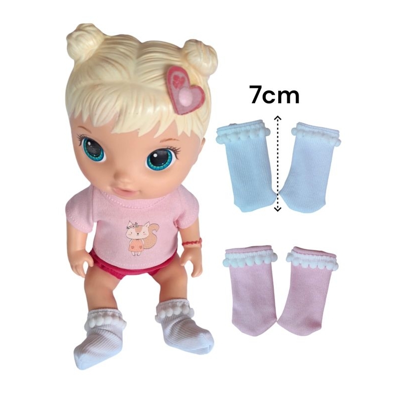 Meias 7cm para boneca baby alive kit dois pares roupa de boneca