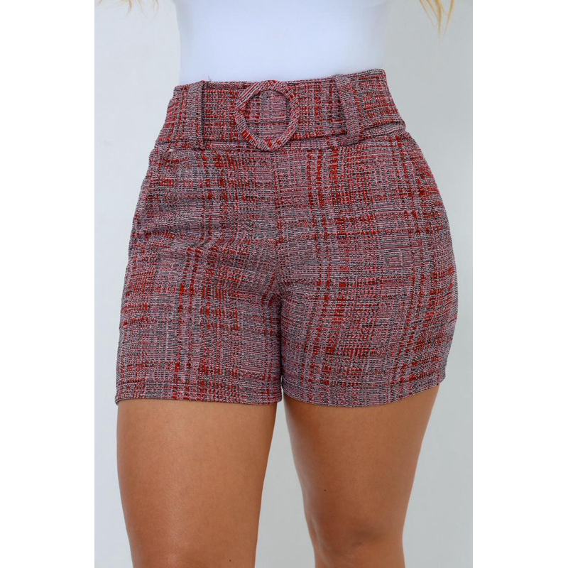 Shorts Feminino Jackar linho mescla com cinto fixo com elastano