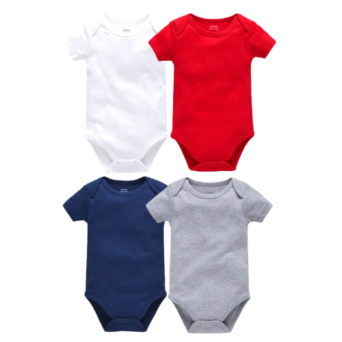 Kit 4 Peças Body Verão Menino e Menina Bebê  Manga Curta Masculino Feminino - Direto Da Fá...