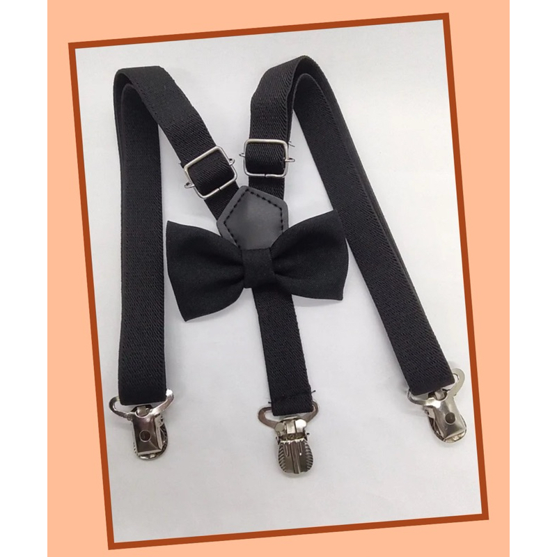 KIT SUSPENSÓRIO COM GRAVATA BORBOLETA INFANTIL PRETO