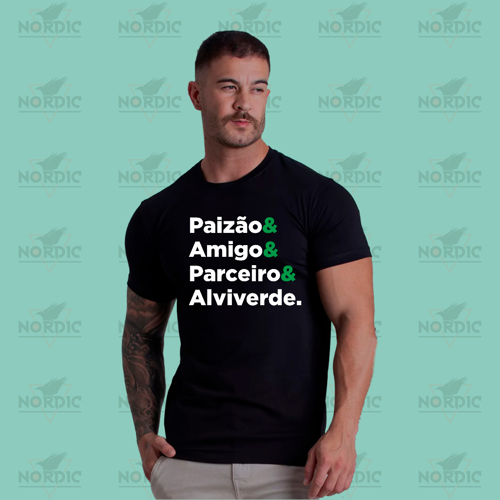 Camiseta Personalizada Pai e Filha Alviverde Palmeiras Pima 93% Algodao Fio Egipcio 7% Elastano