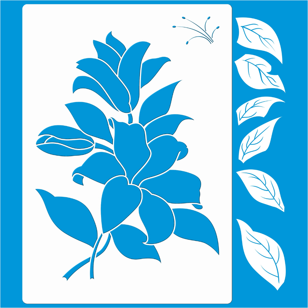 Stencil 21 X 29 Lírio Molde Vazado Para Pintura Em Tecido Mdf Madeira Parede Camiseta Pano Prato
