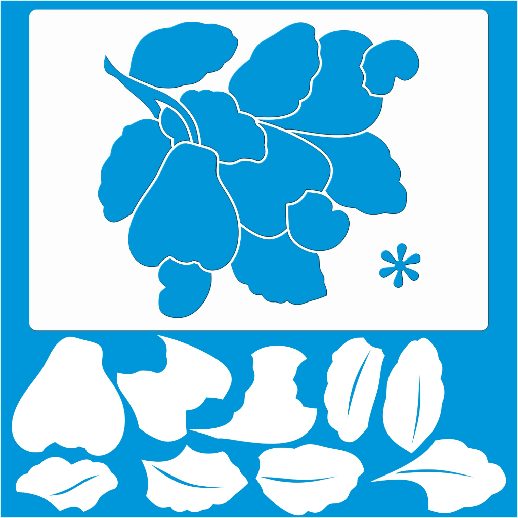 Stencil 21 X 29 Caju Molde Vazado Para Pintura Tecido Mdf Madeira Parede Papel Camiseta Pano Prato