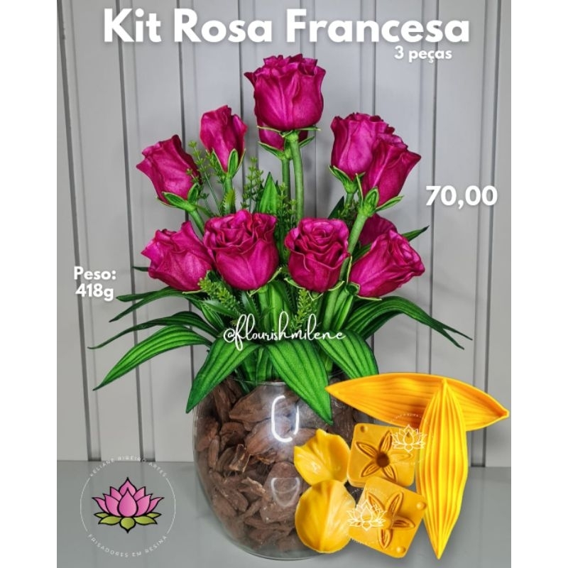 FRISADOR EM RESINA KIT ROSA FRANCESA