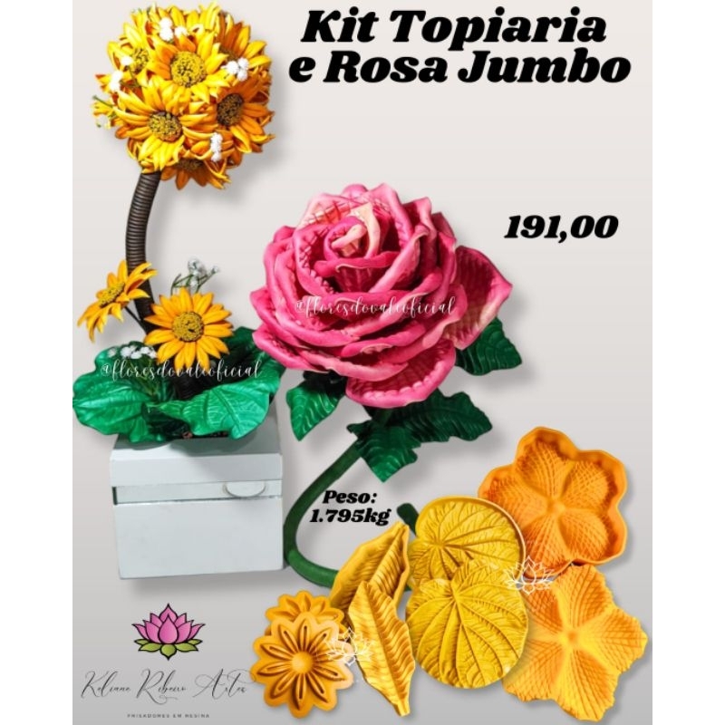 FRISADOR EM RESINA KIT ROSA TOPIARIA E ROSA JUMBO